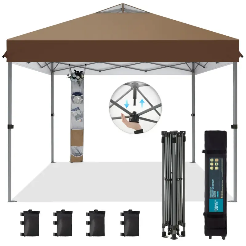 [Impermeable y resistente a los rayos UV] Carpa plegable PHIVILLA de 3,6x3,6 m, carpa portátil instantánea para exteriores, cenador para exteriores con cierre de un solo botón y bolsa con ruedas.