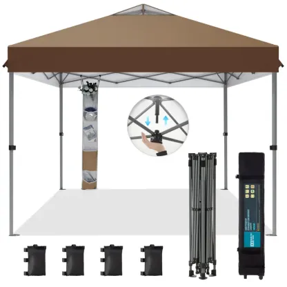 [Impermeable y resistente a los rayos UV] Carpa plegable PHIVILLA de 3,6x3,6 m, carpa portátil instantánea para exteriores, cenador para exteriores con cierre de un solo botón y bolsa con ruedas.
