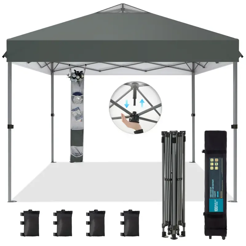 [Impermeable y resistente a los rayos UV] Carpa plegable PHIVILLA de 3,6x3,6 m, carpa portátil instantánea para exteriores, cenador para exteriores con cierre de un solo botón y bolsa con ruedas.