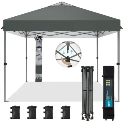 [Impermeable y resistente a los rayos UV] Carpa plegable PHIVILLA de 3,6x3,6 m, carpa portátil instantánea para exteriores, cenador para exteriores con cierre de un solo botón y bolsa con ruedas.