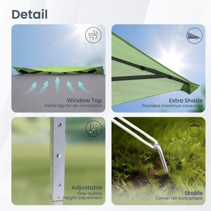PHI VILLA - Toldo parasol con bloqueo UV de 4 x 4 m con kits de herramientas, pantalla de cenador para patio al aire libre, eventos de jardín, marrón-Clavijas de tierra para tienda de campaña al aire libre, clavijas para campamento con dosel