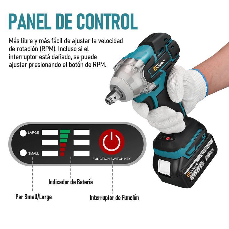 Kit de herramientas Profesional 4 en 1 Brushless | Taladro Inalámbrico, Llave de Impacto, Amoladora Angular y Rotomartillo SDS | 2 Baterías | Kit Completo para Hogar y Carpintería