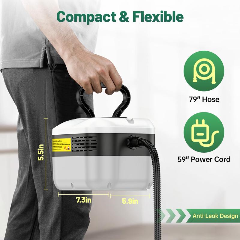 Limpiador de vapor portátil de mano con 10 accesorios, niveles ajustables, calentamiento rápido, ideal para cocina, baño, azulejos y limpieza de autos.