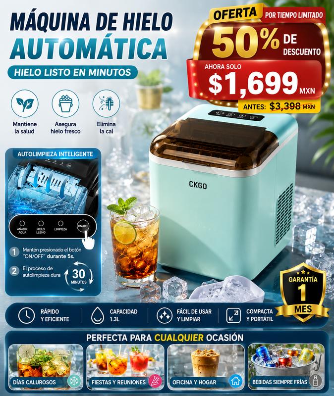 CKGO-i5 Máquina de Hielo Inteligente Hielo Rápido en Minutos Portátil y Compacta