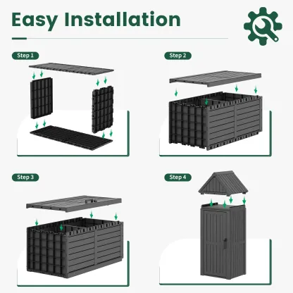 Armario de almacenamiento para exteriores, armario de limpieza, armario para herramientas, resistente a la lluvia y al agua, resistente al sol para patios y jardines en EE. UU., cuarto de herramientas de jardín, caja de almacenamiento para el patio traser