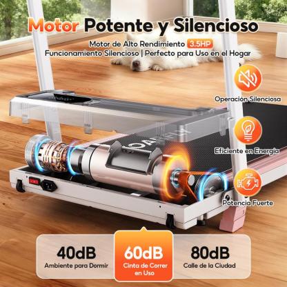 Caminadora Eléctrica con Pasamanos para Casa y Oficina, Cinta de Correr Plegable con Motor 3.5 HP y Control Remoto