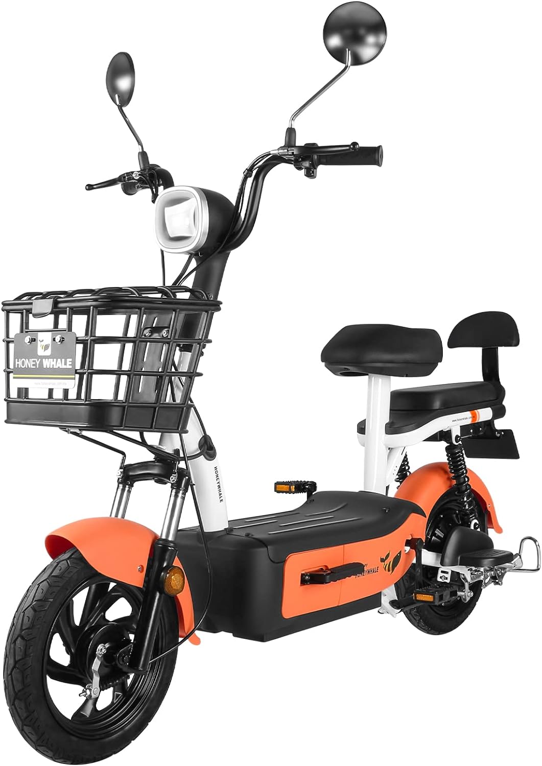 HONEYWHALE U1s Bicicleta eléctrica para adultos, bicicleta eléctrica con alarma, motor máximo 650W, velocidad máxima 31KM/H, autónoma 60-65KM, batería de gran capacidad 20AH, dos asientos