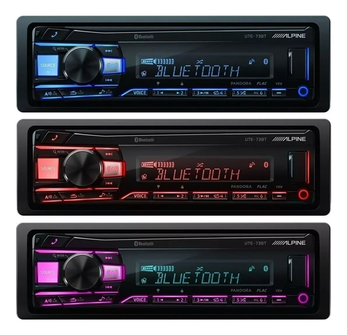 Autoestereo Alpine Bluetooth Multicolor Usb Mp3 Ute-73bt