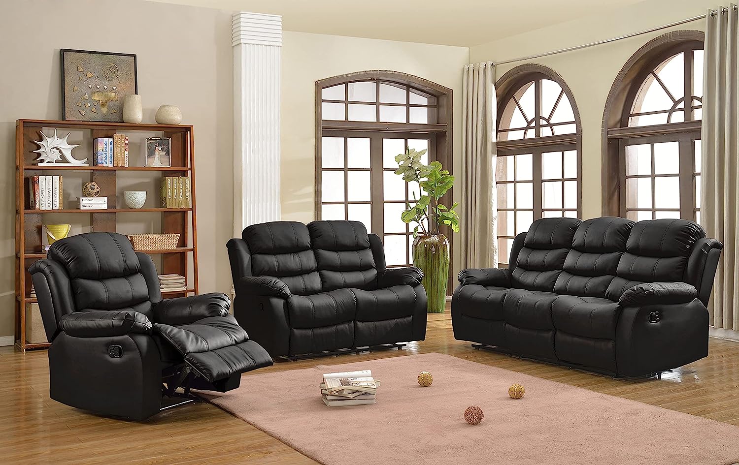 Sillón Midtown Concept Lounge Lounge de 2 secciones tapizado en piel sintética - Marrón - 95 CM X 104 CM X 150 CM
