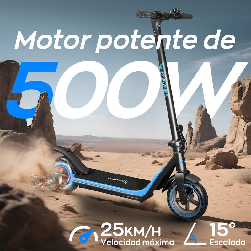 scooter electrico HONEY WHALE M1 LITE 500W 25km/h， 16km autonomia，5.2AH capacidad de bateria，patin electrico con plegable y ligero