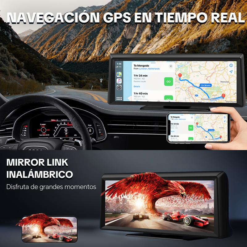 【HiEHA】2026 Carplay InaláMbrico y Android Auto, Pantalla TáCtil de 8,14\" 2k Frontal + 1080p Trasera Dash Cam, Gps y Bluetooth, Control por Voz, Unidad Principal Carplay para Facilitar la Conducción