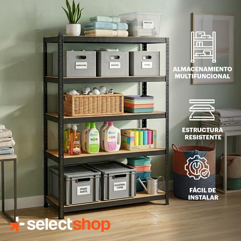 Rack Estante Metálico Mueble Organizador Gabinete Anaquel 5 Niveles Multifuncional 2 en 1 Selectshop