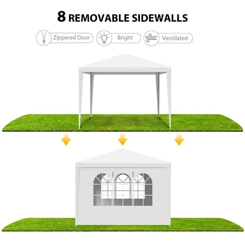 Gran carpa exterior con toldo - Carpa de 10x20 pies, estructura de acero blanco, protección UV para bodas, eventos de catering (tiendas de campaña y accesorios para deportes, acampada y senderismo al aire libre), toldo desmontable.