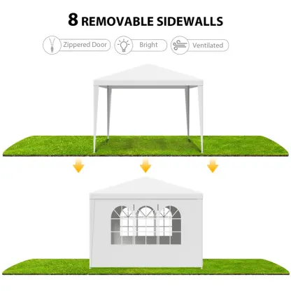 Gran carpa exterior con toldo - Carpa de 10x20 pies, estructura de acero blanco, protección UV para bodas, eventos de catering (tiendas de campaña y accesorios para deportes, acampada y senderismo al aire libre), toldo desmontable.