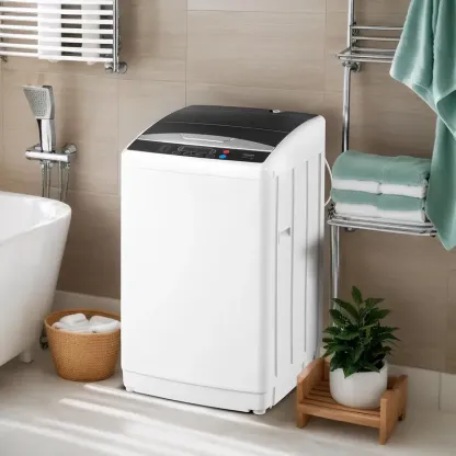 Lavadora portátil ROVSUN de 17,8/25/30 libras, lavadora eléctrica totalmente automática con tambor de acero inoxidable, lavadora compacta de 110 V, lavadora y secadora centrífuga combinadas con bomba de desagüe para apartamentos, residencias estudiantiles