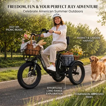 Bicicleta de carga ESKUTE para adultos, triciclo eléctrico plegable de 3 ruedas con motor de 1200 W, neumáticos anchos, respaldo y manillar de bicicleta, bicicletas eléctricas para adultos, pedaleo/asistencia/acelerador tiktokshopbacktoschool