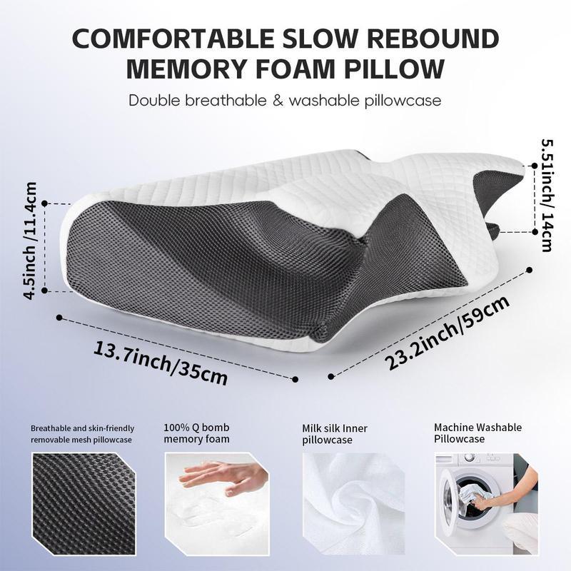 Almohada suave de espuma viscoelástica para el cuello, 1 unidad; almohada cómoda con soporte para el cuello y cojín de descanso para dormir; diseño de espuma viscoelástica que ofrece soporte. #TOP PICKS