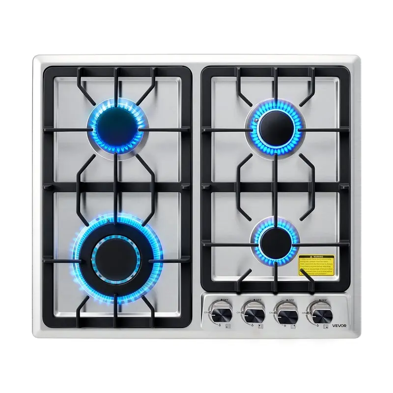 🔥 Placa de cocción de gas de 30 pulgadas con 5 quemadores integrados, con una potencia de hasta 12.250 BTU, compatible con gas natural y GLP.