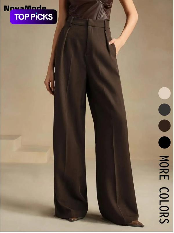 Pantalones de pierna ancha lisos para mujer (Paquete de 3)
