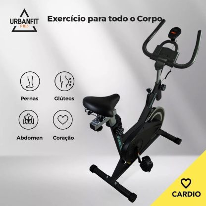 UrbanFit Pro - Bicicleta para Spinning, Estática - Disco de 7 kg - Monitor Electrónico, 6 Funciones - Bici Fija, Ajustable - Cardio en Casa - Varios Colores