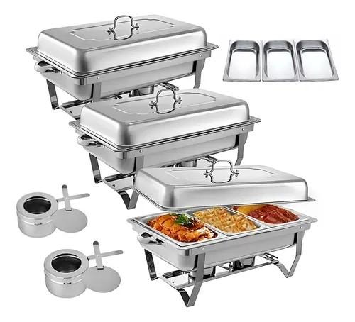 Bufetera 3 Espacios De Acero Inoxidable Para Chef Comedor 9l