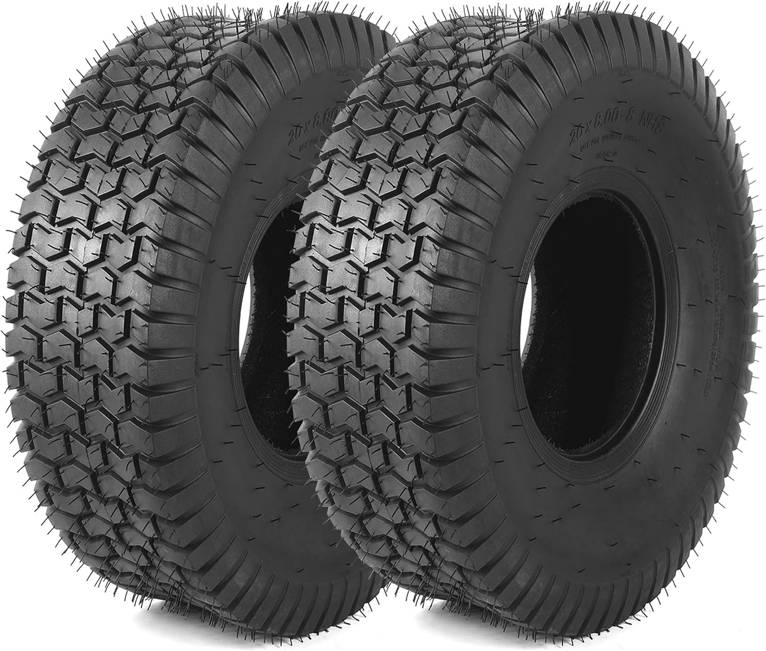 AR-PRO Paquete de 2 neumáticos para cortacésped de 20 x 8.00-8 (4 capas sin cámara), neumáticos sin cámara de repuesto para cortacésped, carritos de golf y ATV, llanta no incluida