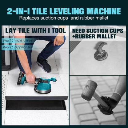 KP-160B Tile Vibration Tool, Cordless Tile Vibration Leveling Machine with 2×2000mAh Batteries, 160mm Large Suction Strong Grip.