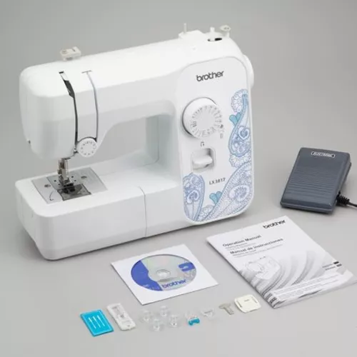 Máquina de coser Brother LX3817 portátil blanca 110V-rag