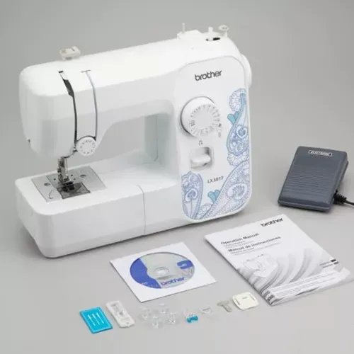 Máquina de coser Brother LX3817 portátil blanca 110V-rag