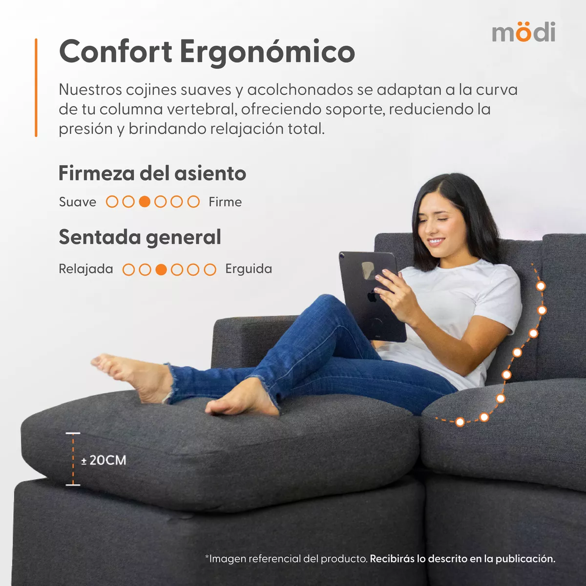Sala Seccional Modular Esquinera 6 Plazas + Otoman | Moderna