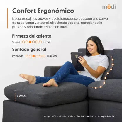 Sala Seccional Modular Esquinera 6 Plazas + Otoman | Moderna