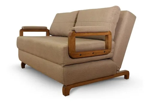 Sofa Cama Plegable Matrimonial Moderno Ingenia Mobydec Marrón Lino