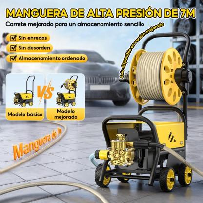 SOARFLY 4200W Hidrolavadora Electrica Portátil profesional de alta presión, 5000PSI, 60 Hz, es un equipo portátil de alto rendimiento para lavar vehículos, adecuado para uso industrial, comercial y doméstico.