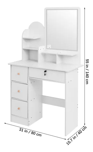 Tocador Multifuncional Moderno Con Espejo Led Con Cajones