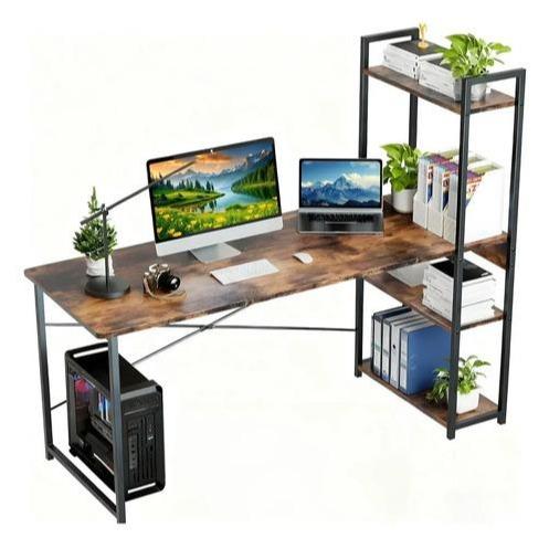 Heaimo Escritorios Minimalistas Para Computadora 100 Cm ×40 Cm × 100 Cm , Estructura Resistente De Metal, Con Repisas, Mesa Minimalista