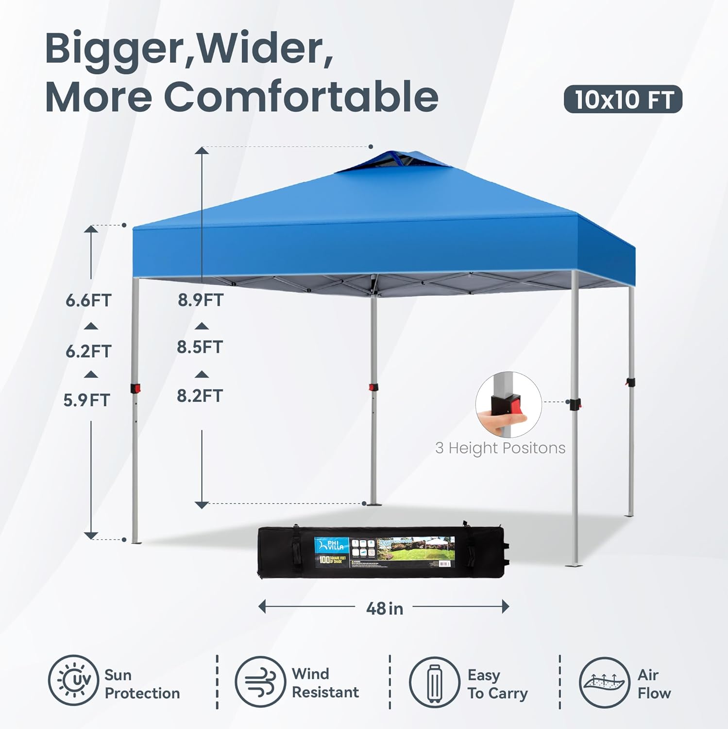 PHI VILLA - Toldo parasol con bloqueo UV de 4 x 4 m con kits de herramientas, pantalla de cenador para patio al aire libre, eventos de jardín, marrón-Clavijas de tierra para tienda de campaña al aire libre, clavijas para campamento con dosel