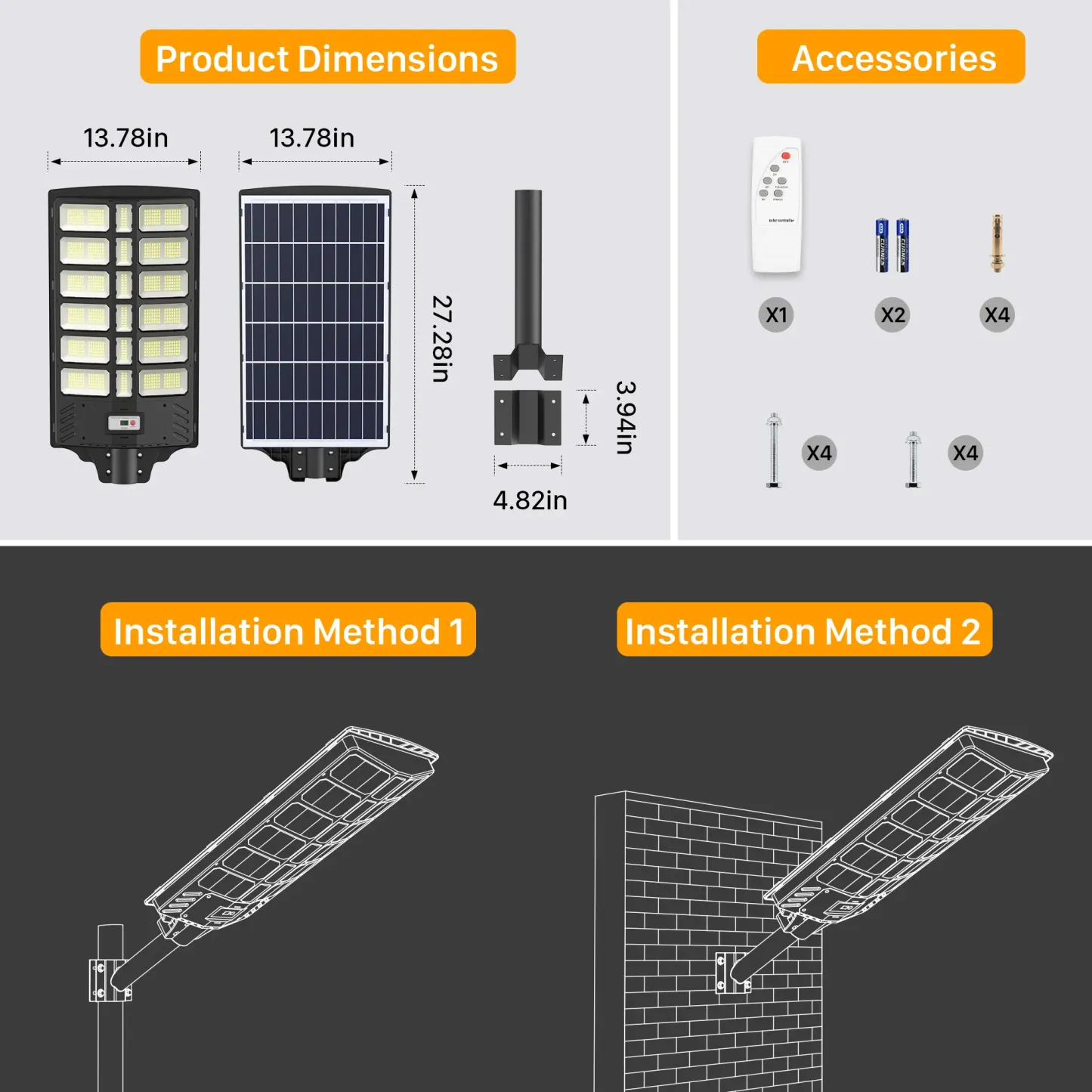 Lámpara solar de pared para exteriores – LED con sensor de movimiento y 3 modos | Luz de seguridad impermeable IP66 con control remoto | Luz para jardín, patio y porche | Iluminación solar para exteriores