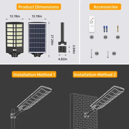 Lámpara solar de pared para exteriores – LED con sensor de movimiento y 3 modos | Luz de seguridad impermeable IP66 con control remoto | Luz para jardín, patio y porche | Iluminación solar para exteriores
