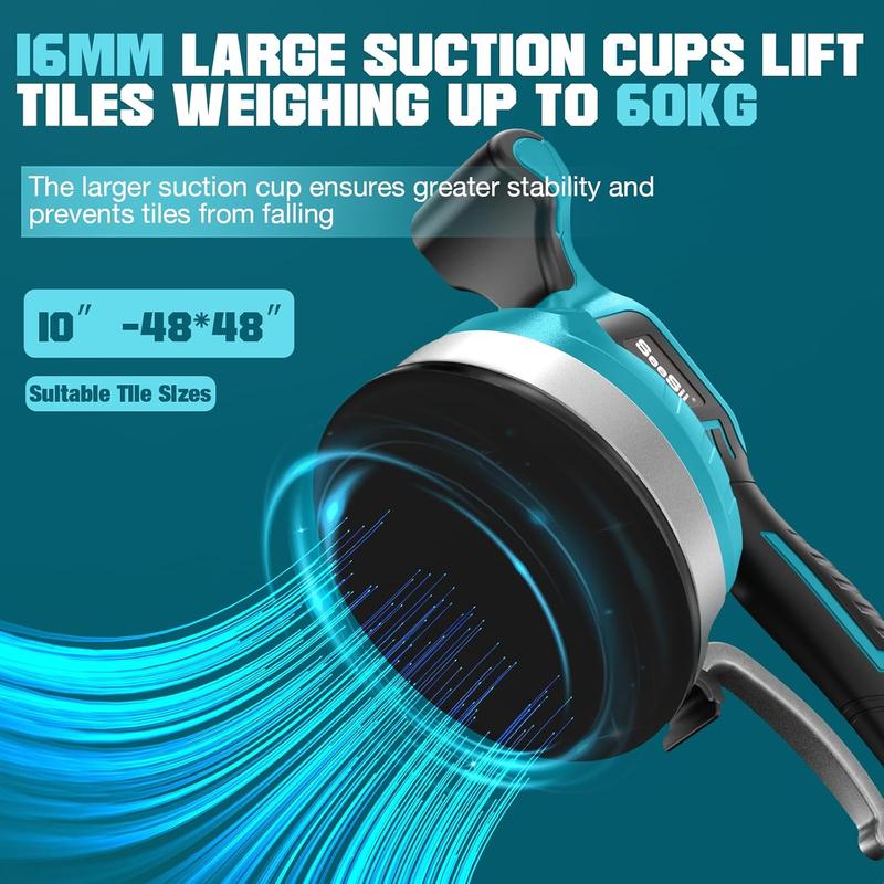 KP-160B Tile Vibration Tool, Cordless Tile Vibration Leveling Machine with 2×2000mAh Batteries, 160mm Large Suction Strong Grip.