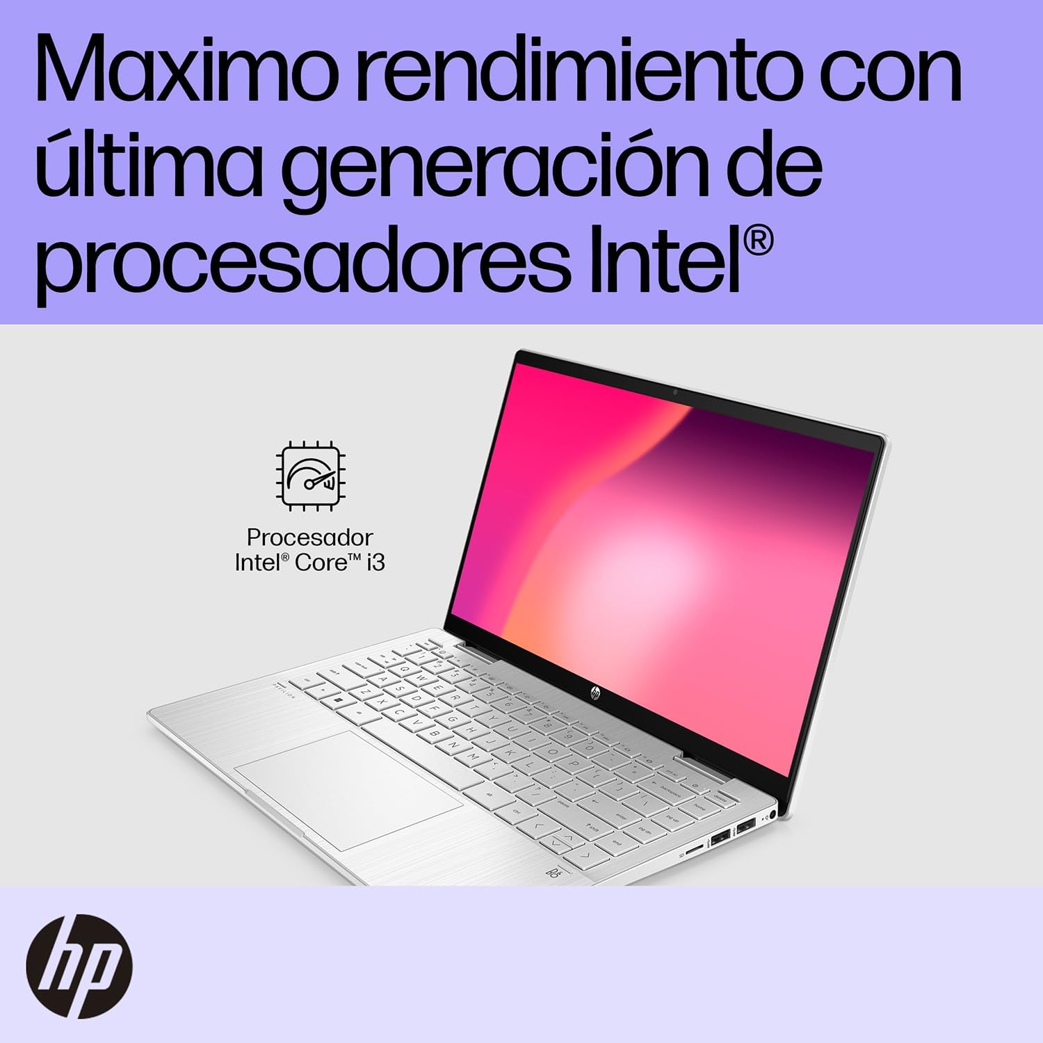 HP Laptop Pavilion x360 14-ek0010la, Intel Core i3, 8 GB RAM, 512 GB SSD, FHD, 14", Táctil, Windows 11 Home, Teclado en Español, Garantía México, Plateado