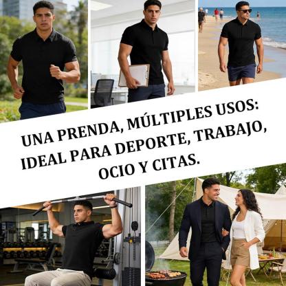 Polo Hombre de Waffle Hilo de Hielo Clásico Minimalista Ligero y Fresco Mantiene Forma Erguida para Uso Diario