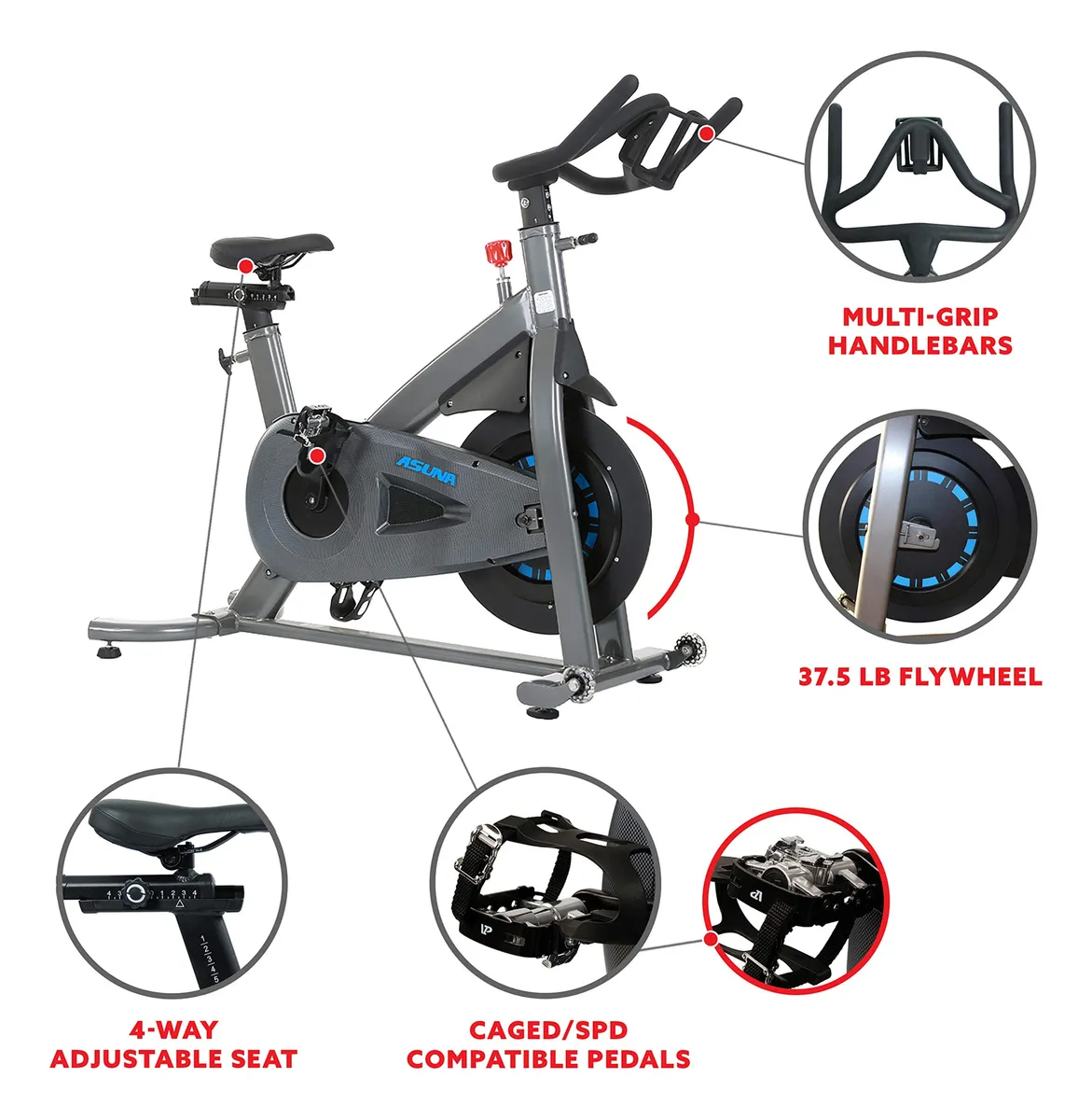 Asuna 5150 Magnetic Turbo Commercial Indoor Bicicleta De Plateado