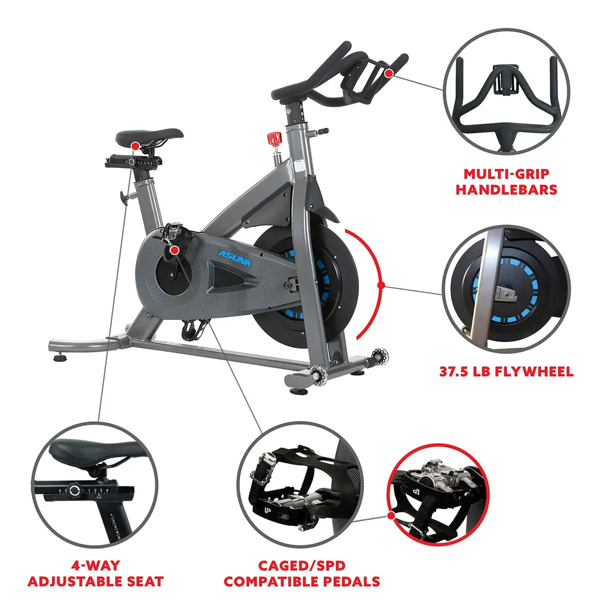 Asuna 5150 Magnetic Turbo Commercial Indoor Bicicleta De Plateado