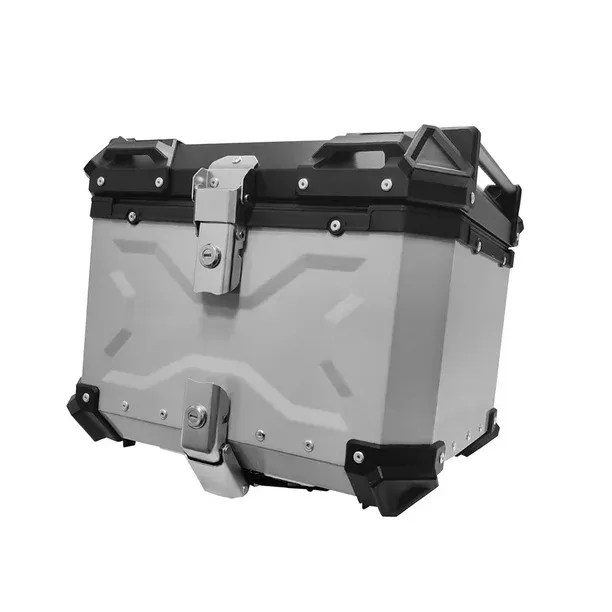 Baúl genérico de seguridad para maleta de motocicleta de 30 litros con cerradura para almacenamiento de equipo de viaje Plata en relieve