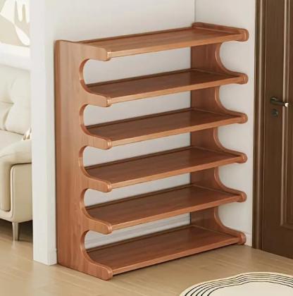 Estuche de almacenamiento 6Niveles para entrada de madera sólida y bambú multicapa, zapatero grande de bambú con gran capacidad, ahorro de espacio en el hogar o dormitorio, acomodar múltiples pares de zapatos con supergran capacidad, solución de almacenaj