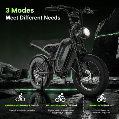【HIEHA】All-Terrain 1500W Peak Motor Electric Bike – 34 MPH Range 40-70 Miles, 48V Removable Battery, Dual Suspension & Fat Tires for Off-Road & City Adventures, Turn Signals & Brake Light for Safety, Perfect for Mountain Trails and All-Terrain Use