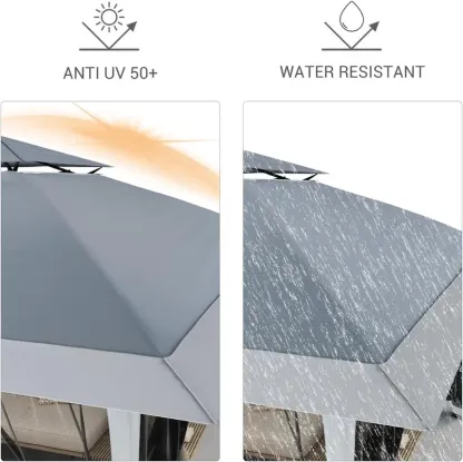 Carpa plegable Garvee de 13x13 pies con estructura metálica, sombrilla exterior de acero para lluvia y sol con malla, techo de doble ventilación, altura ajustable, fácil montaje, refugio impermeable para el patio trasero, toldo y estructura de sombra mode