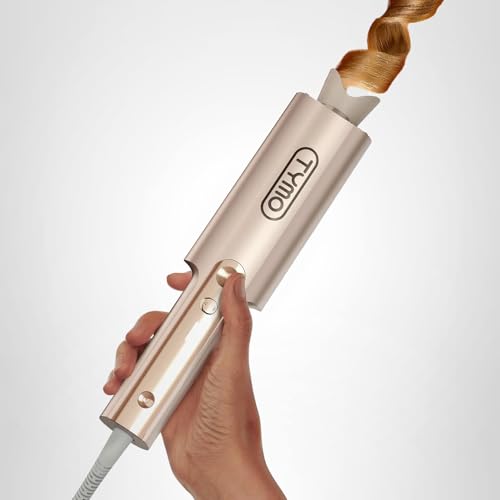 TYMO CurlPro Plus Automatic Rotating Curling Iron - Upgraded Long Barrel Curling Wand for Long Hair, Ceramic Hair Curler for Women, Anti-Scald, Tangle-Free, 600M Ionic, Dual Voltage, Gold, 1 Inch