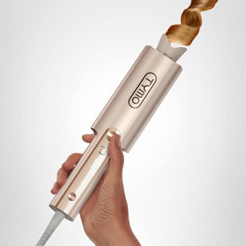 TYMO CurlPro Plus Automatic Rotating Curling Iron - Upgraded Long Barrel Curling Wand for Long Hair, Ceramic Hair Curler for Women, Anti-Scald, Tangle-Free, 600M Ionic, Dual Voltage, Gold, 1 Inch