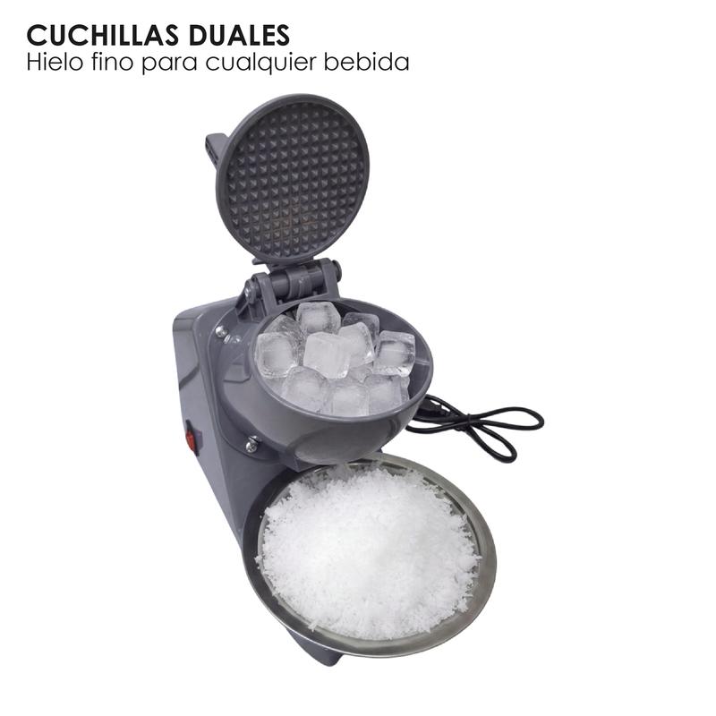 Maquina Trituradora De Hielo Para Raspados Eléctrica Tritura 50 Kilos De Hielo Acero Inoxidable y plástico Triturador Hielo Con Boul Hielo Frappes Raspados de Hielo Acero inoxidable y plástico resistente